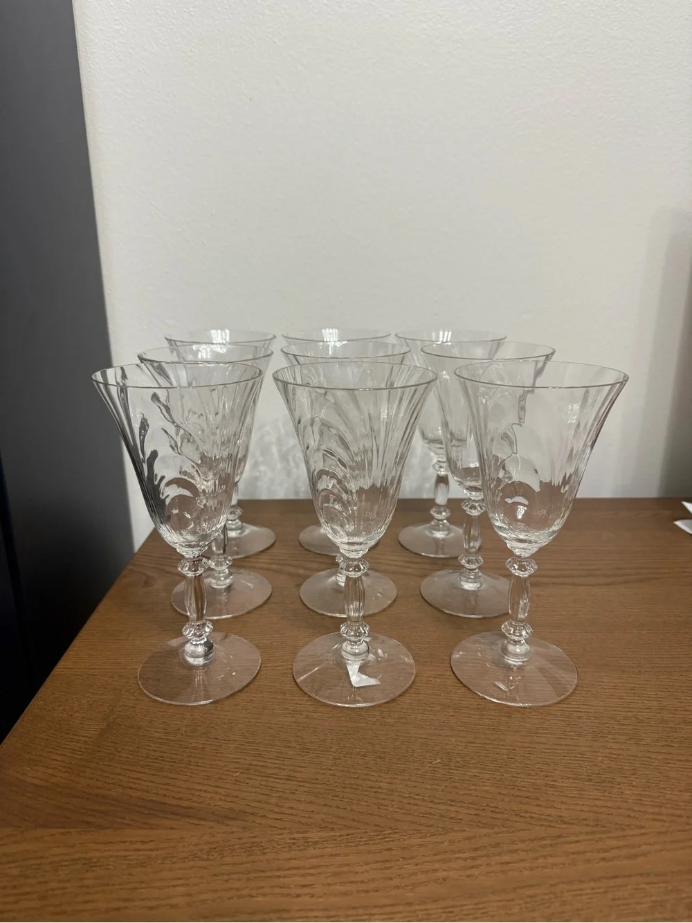 Vintage Cambridge Glass Caprice Clear Stem 300 Goblets – Set of 9